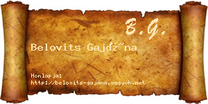 Belovits Gajána névjegykártya